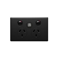 Excel Life 10A Double Powerpoint with Integrated USB Dual Type A Chargers Matt Black