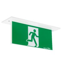 Edgelight LED Recessed Exit Sign - double sided running man straight with lithium battery - Galaxy