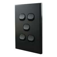 Light Switch 5 Gang – MATTE BLACK VERTICAL