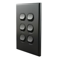 Light Switch 6 Gang – MATTE BLACK VERTICAL
