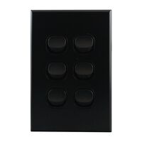 Light Switch 6 Gang – MATTE BLACK VERTICAL