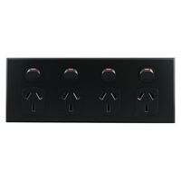 4 Gang Slimline Power Point – MATTE BLACK