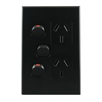 Double Power Point with Extra Switch – VERTICAL MATTE BLACK