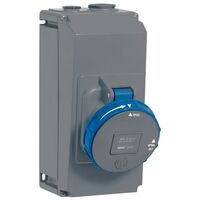 HYPRA - IEC industrial surface mount socket 3P+E 240V a.c. 63A grey