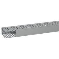 Transcab - Cable grey duct with cover - 2 metre length 60x100mm 2m 12.5mm finger DIN pitch with cover grey