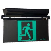 E2 LED Exit Sign complete with running man decals - black with NiMh battery - DALI