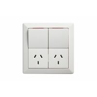 Como - Vertical double powerpoint 2 gang 10A 240V a.c. square plate white