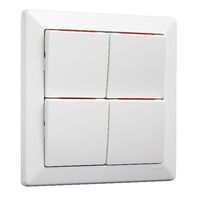 Como - Vertical switch 4 gang 10A 240V a.c. with red line white