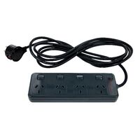 HPM General Purpose 175J 4 Outlet Surge Protected Switched Powerboard Charcoal