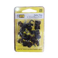 HPM Hook Type Cable Clips 8-10mm Black - 20 Pack
