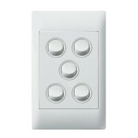 Excel Life - Common plate - Vertical rocker switch - Single Pole Double Throw 5 gang 16AX 240V a.c. white