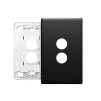 Excel Life EM Series Grid & Plate 2 Gang Matt Black