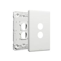 Excel Life EM Series Grid & Plate 2 Gang Matt White