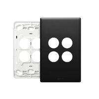 Excel Life EM Series Grid & Plate 4 Gang Matt Black