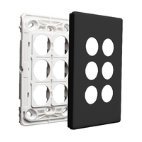 Excel Life EM Series Grid & Plate 6 Gang Black