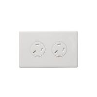 Excel Life 10A Autoswitch + Safety Shutters Horizontal Double Powerpoint Gloss White