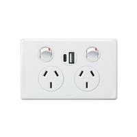 Excel Life 10A Double Powerpoint with Integrated USB Type A+C Chargers Gloss White