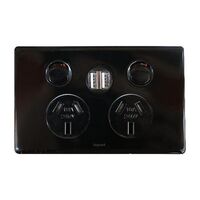 Excel Life 10A Double Powerpoint with Integrated USB Dual Type A Chargers Black