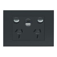 HPM VIVO Double Power Point with Type A+C 15W USB Charger Mechanism Black
