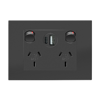 HPM VIVO 10A Double Powerpoint with Integrated Type A+C 2.4A USB Chargers Dark Grey