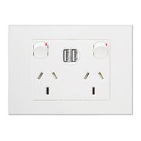 HPM VIVO 10A Double Power Point with Integrated USB 2.4A Chargers White