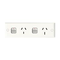 HPM Standard 10A &15A Double Power Point Narrow Plate White