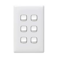Linea - Vertical rocker switch - Single Pole Double Throw - 6 gang 2 way 240V a.c. white