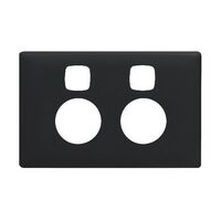 Linea Double powerpoint coverplate 2 gang with extra safety midnight dash