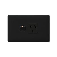 Linea - Horizontal single powerpoint 1 gang 10A 240V a.c. black