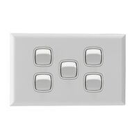 Excel - Horizontal rocker switch - Single Pole Double Throw - 5 gang 2 way 10A 240V a.c. white