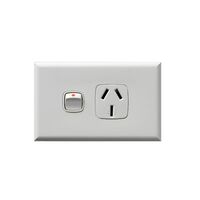 Excel - Horizontal single powerpoint 1 gang 20A 240V a.c. gloss white