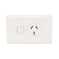 Excel - Horizontal single powerpoint 1 gang 25A 240V a.c. with neon white