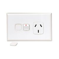 Excel - Horizontal single powerpoint 1 gang 10A 240V a.c. with clear circuit ID white