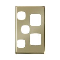 EXCEL - Double vertical powerpoint with extra funtion hole coverplate only - Polished Brass