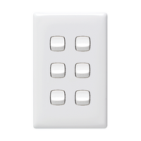 Linea - Vertical rocker switch - Single Pole Double Throw - 6 gang 2 way 240V a.c. white