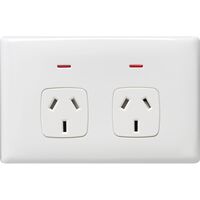 Linea - Horizontal double powerpoint 2 gang 10A 240V a.c. autoswitch white