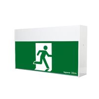 Large 32m LED Exit sign - single sided running man straight with lithium battery