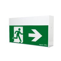 Large 48m LED Exit sign - single sided running man right with lithium battery - Galaxy