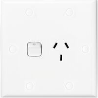 HPM Standard 10A Square Single Power Point White