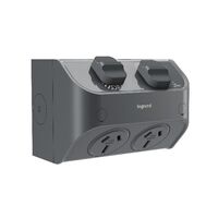 AQUA Life 15A IP53 Weatherproof Surface Mount Double Powerpoint with 2 Terminal Sets Cement Grey
