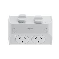 AQUA Life 10A IP53 Weatherproof Surface Mount Double Powerpoint with 2 Terminal Sets Limestone Grey