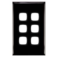 Excel - Grid & plate For 770 series mechanisms - 6 gang blank & narrow 6 gang gloss black