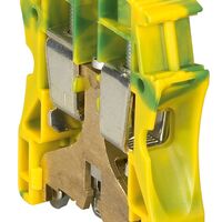 Viking 3 - For protection conductor - 1 connection - 1 entry/1 outlet - metal base green/yellow 2.5 to 50mm² rigid - 4 to 35mm² flexible - 15mm pitch