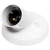 Weatherproof angled batten holder white B22 angle 90mm base 50mm mounting centre, IP33 - white