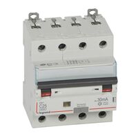 DX³ - RCBO 4P 6kA - A Type 30mA 400Va.c - neutral on right hand side 4P 25A 4 module