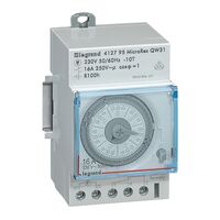 Analogue time switch Weekly program horizontal 1 channel 100hr reserve 30mn ±/day min. 2hr switch time 16A 3 module