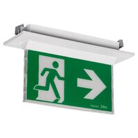 Economy LED Edgelight Exit sign complete with running man decals - white finish with lithium battery