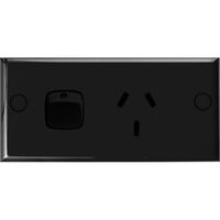 HPM Standard 10A Single Power Point Narrow Plate Black