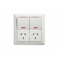 Como - Vertical double powerpoint 2 gang 10A 240V a.c. with neon square plate white