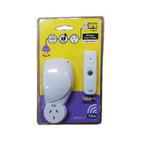 HPM Plug-In Wireless Door Chime with Piggyback Socket 70m Range White